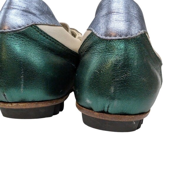 Bikkembergs Futsal Shoes Womens Metallic Green Gold Cream Leather EU 39 US 8.5 - Picture 14 of 14